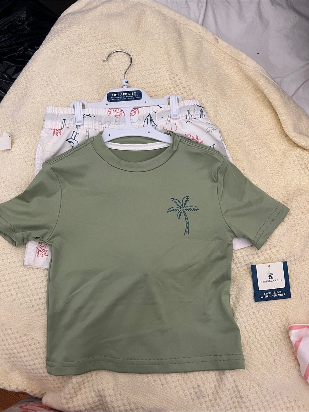 Caribbean Joe Olive Green Palm-Graphic Short Sleeve Tee